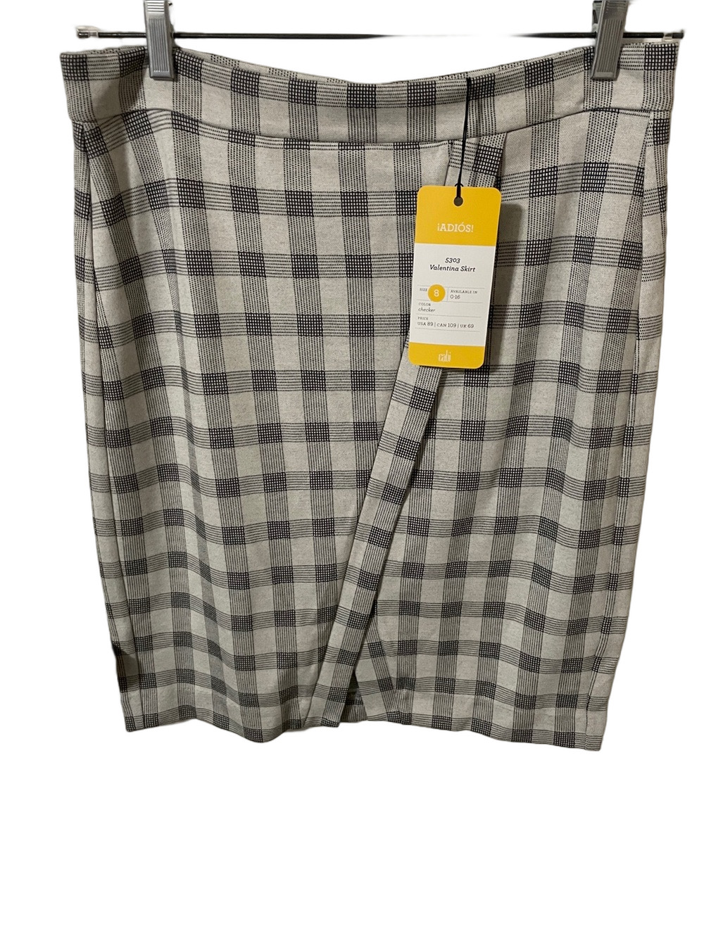 Nwt’s CAbi Valentina Black & Grey Checker Skirt Size 8